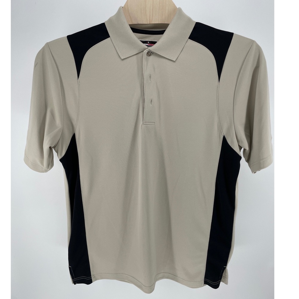Grand Slam Polo Shirt Men XLT Tan Excellent Performance Colorblock Short Sleeve